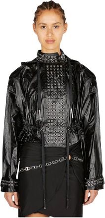 Paco Rabanne Eyelet Biker Jacket - female - Rabanne - Light Jackets - Black - XS - Jackets