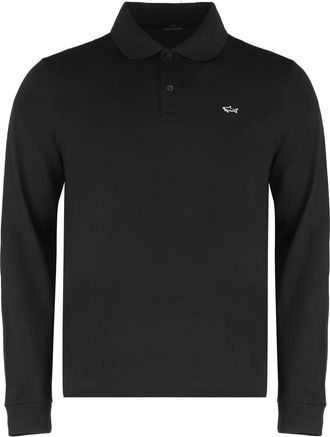 Paul & Shark Polo shirt van katoenpiqu&eacute; - Heren - Polos - Zwart - XL - Katoen - Tops