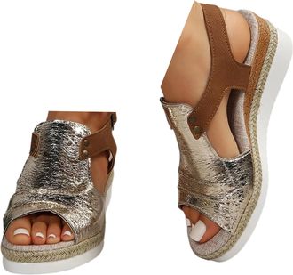 Generic Wedge Sandals For Women UK Orthopedic Ankle Strap Arch Support Open Toe Shoes Mid Heel Espadrilles Non-Slip Summer Casual Beach Daily jogging walking 