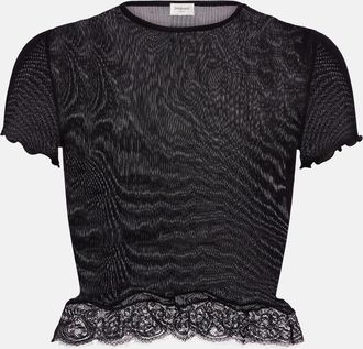 Saint Laurent Top in seta con pizzo