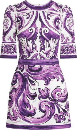 Dolce & Gabbana Abito corto con stampa - Bianco