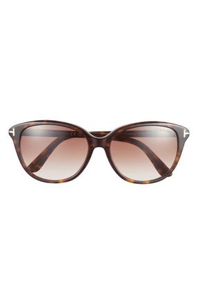 Tom Ford Karmen 57mm Gradient Round Sunglasses in Havana/Gradient Brown Lenses at Nordstrom