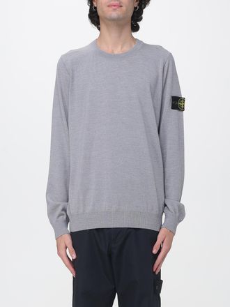 Stone Island Maglia girocollo in 100% lana vergine con logo Compass