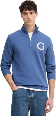 GANT G-Badge Half Zip - Heren - Vesten met rits - Blauw - 2XL - Katoen - Hoodies & sweatvesten
