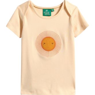 Little Green Radicals Kids Organic Cotton Embroidered T-Shirt in Cream at Nordstrom, Size 18-24M
