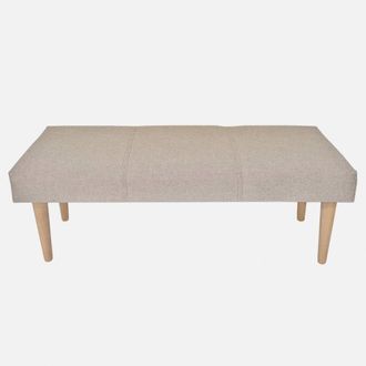 NATYAL Banqueta tapizada pie de cama en topo con patas de madera 120cm