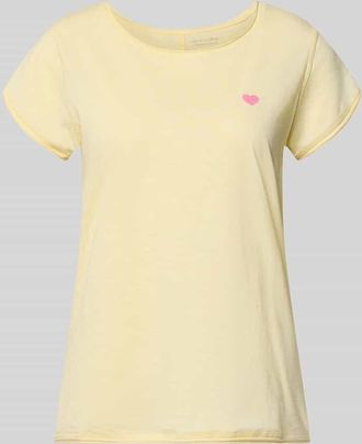 Christian Berg T-Shirt mit Stitching und Rundhalsausschnitt in Hellgelb, Gr&ouml;&szlig;e XXL