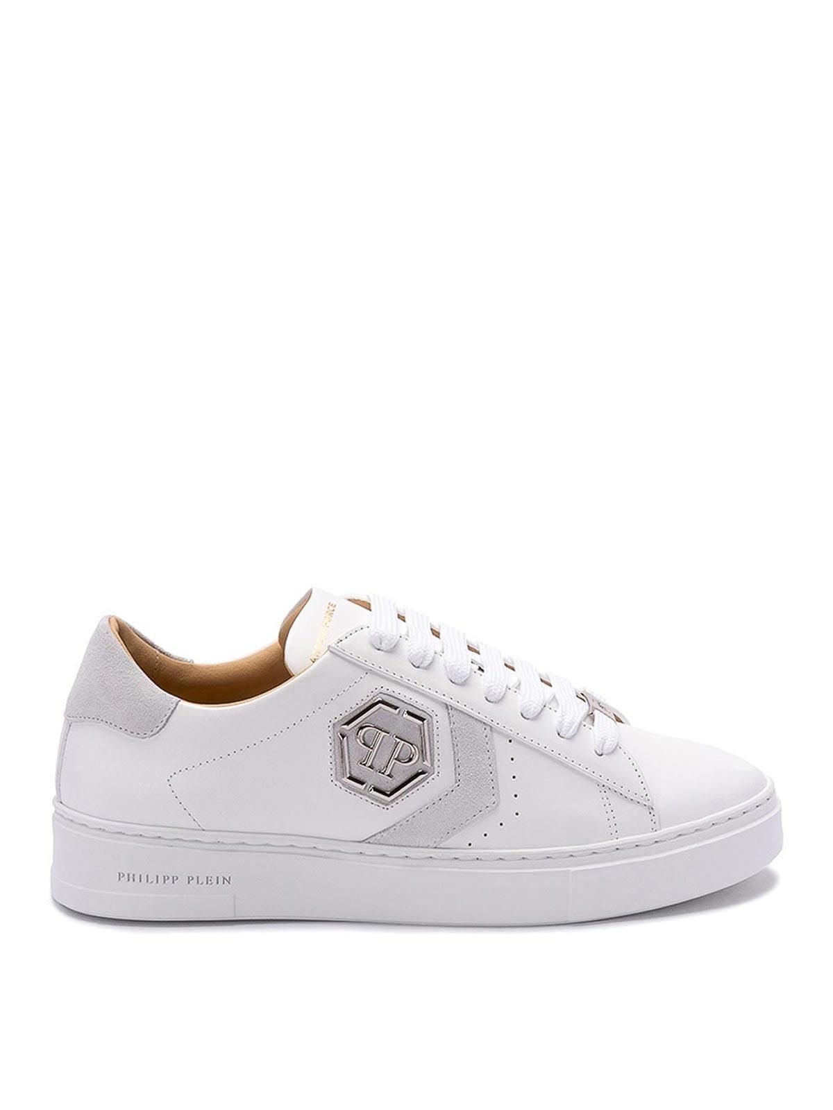 Philipp Plein White Sneakers with Black Script HI-TOP SNEAKERS MONEY KICK$ PYTHON Platinum HEXAGON  main image 2
