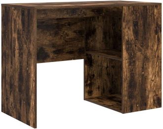 vidaXL Desk with Shelf Smoked Oak 102 x 50 x 75 cm Engineered Wood Vidaxl