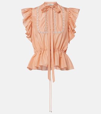 Chlo&eacute; Chlo&eacute; Top de seda adornado con encaje