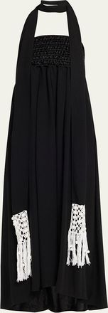 Maria McManus Macrame Scarf Empire-Waist Gown