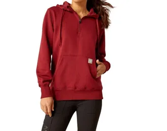 Ariat Rebar Skill Set 1/2 Zip Hoodie In Cabernet