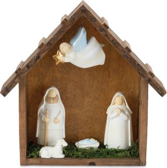 Melrose International Holiday Nativity Scene Display 10L - Brown, White, Green