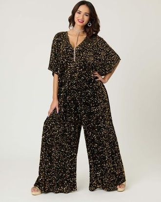 Unique Vintage Caftan Jumpsuit in Black & Gold at Nordstrom, Size X-Large