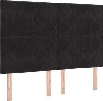 vidaXL Led Headboard with led Strip Lights Manual Black 144 cm Velvet Vidaxl