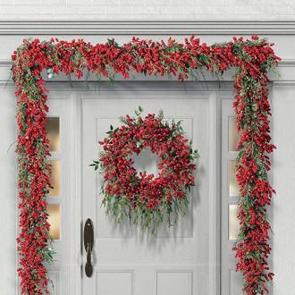 Frontgate Merry Berry and Cypress Greenery Collection - Garland - Frontgate - Outdoor Christmas Decorations