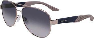 Ferragamo SF 275SN Asian Fit 021 Mens Sunglasses Silver Size 62