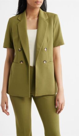 Anne Klein Short Sleeve Double Breasted Jacket in Bay Leaf at Nordstrom, Size Xx-Small
