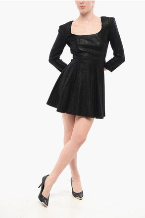 Elisabetta Franchi Lurex Bare Back Dress with Padded Shoulders size 40