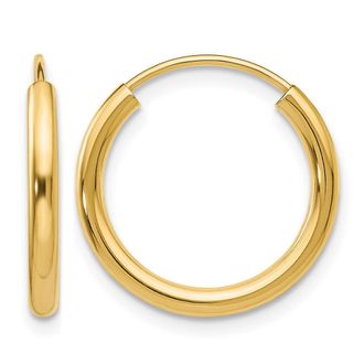 Diamond2Deal 14k Gold Polished Round Endless 2mm Hoop Earrings