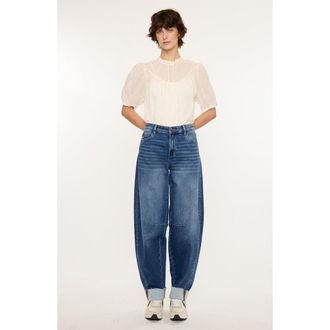 Kancan Maeby Knit Low Slung Horseshoe Jeans in Medium Light at Nordstrom, Size 24