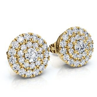 Pompeii3 5/8Ct Double Halo Womens Diamond Earrings 14k Gold Lab Grown