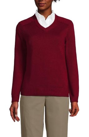 Lands End School Uniform Young Cotton Modal V-neck Sweater in Garnet at Nordstrom, Size Medium