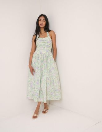 Nobody's Child White Floral Halterneck Lilah Midi Dress