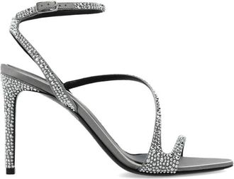 Alexander McQueen Sandaletten met schitterende kristallen - Dames - Sandalen met hakken - Grijs - 37 EU - Leer - Schoenen