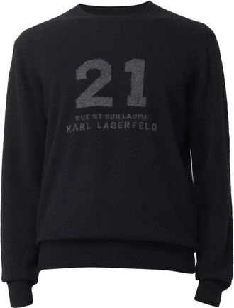 Karl Lagerfeld Maglia 21 - Heren - Ronde hals truien - Zwart - S - Katoen - Truien & Vesten