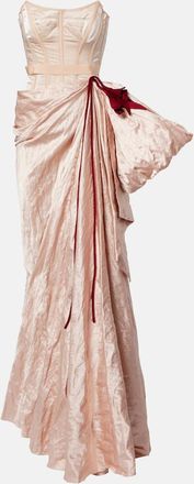 Erdem Floral-appliqu&eacute; draped satin gown