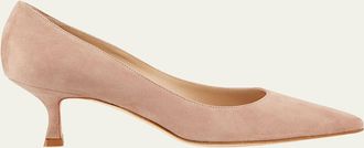 Manolo Blahnik Srila Suede Low-Heel Pump