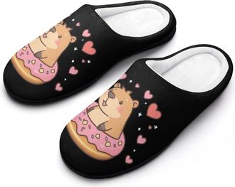 Generic Beaver Donut Dessert Slippers Men Winter Warm Cotton Anti-Slip Indoor Slip-Ons House Shoes