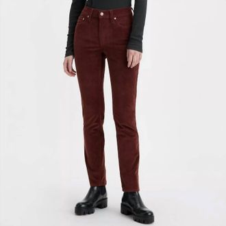 Levi's 724 High Rise Slim Straight Corduroy Pants In Brown