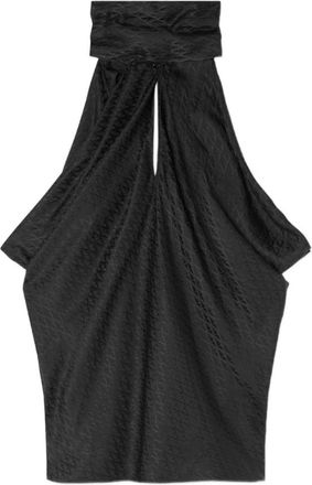 Versace V Allover Jacquard Zijden Lavalli&egrave;re Top - Dames - Tops zonder mouwen - Zwart - M - Satijn - Tops