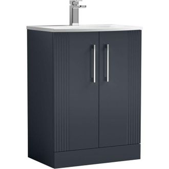 Nuie Nuie - Deco Floor Standing 2-Door Vanity Unit with Basin-4 600mm Wide - Satin Anthracite
