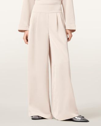 AllSaints Polyester Leanne Straight Leg Trousers, Size: UK 14/US 10