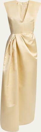Givenchy Draped Silk Sleeveless Dress with Slit