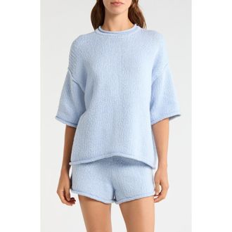 Lunya Cloud Cotton Short Sleeve Sweater in Whisper Blue at Nordstrom, Size X-Large