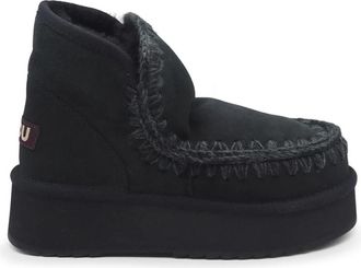 Mou Zwarte Eskimo Platformlaarzen - Dames - Winterlaarzen - Zwart - 36 EU - Wol - Schoenen