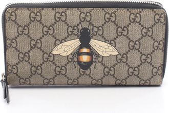 Gucci Beige Brown Multi-Color Gg Supreme Leather Long Wallet (Bi-Fold) (Pre-Owned)