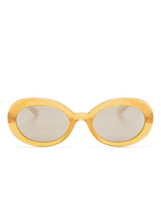 Dolce & Gabbana Eyewear logo-appliqu&eacute; sunglasses - women - Acetate - 49 - Yellow