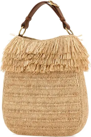 Saint Laurent Womens Roady Shoulder Bag Brown Raffia