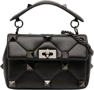 Valentino Pre-owned Handbags, female, Black, Size: ONE SIZE Pre-owned Vintage Leather Shoulder Bag