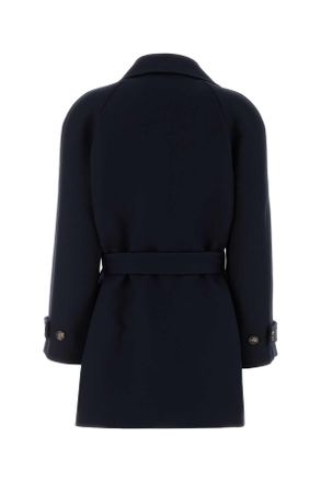 Loewe Womens Navy Blue Wool Blend Coat Navyblue Cappotti