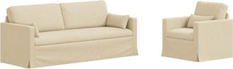 vidaXL Juego De Sof&aacute; 2 Uds. Crema Tela Vidaxl