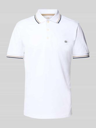 Christian Berg Poloshirt mit Label-Stitching in Weiss, Gr&ouml;&szlig;e S