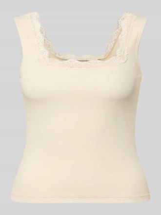 Jake*s Casual Regular Fit Top mit Spitzenbesatz in Beige, Gr&ouml;&szlig;e XXL