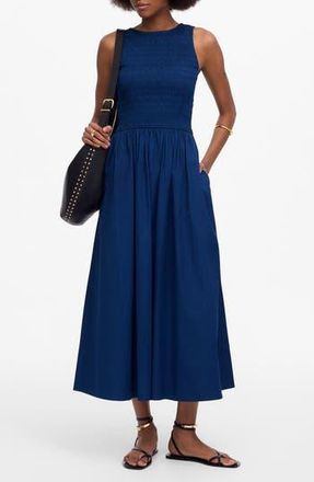 Madewell Melody Scoopback Smocked Midi Sundress in Blue Moon at Nordstrom Rack, Size Xx-Small