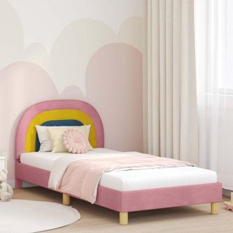 vidaXL vidaXL Struttura letto bambini con testata Rosa 90 x 200 cm Velluto
